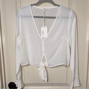 NWT White Tie Front 100% Rayon Blouse